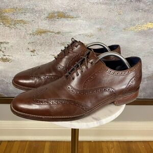 Cole Haan Shoes Mens Size 10 Brown Leather Wingtip Brogue Oxford Dress